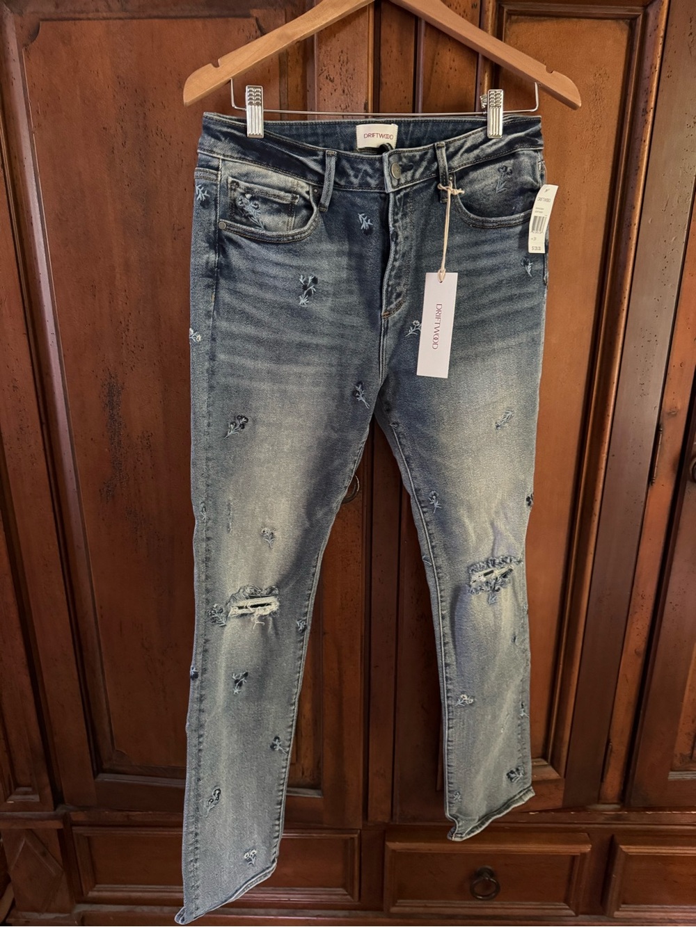 DRIFTWOOD Men's Distressed Skinny Jeans - Faded Blue
